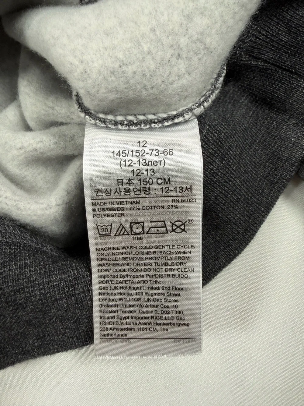 NWT GAP Teen Half Zip Pullover Sweatshirt Size 12 Charcoal Gray Fleece NEW